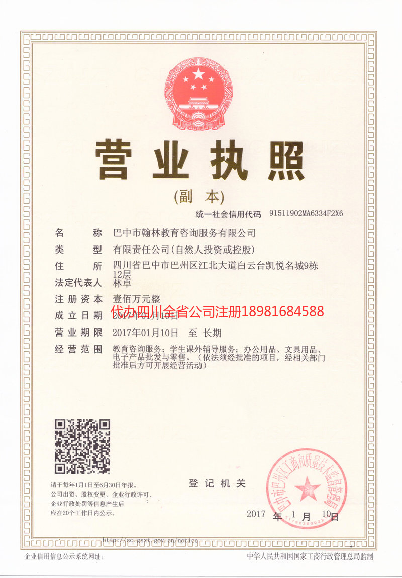 威远威远翰林教育咨询服务有限公司